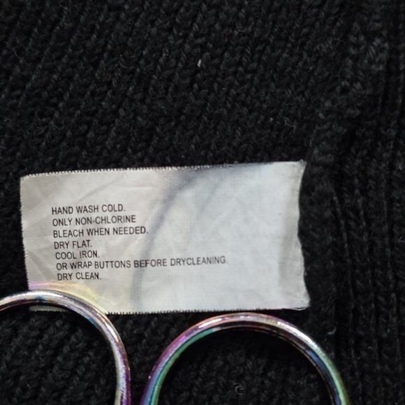 Banana Republic Merino Wool Cape XS Black Buttons Oversized Slouchy Goth Witchy - Picture 6 of 13